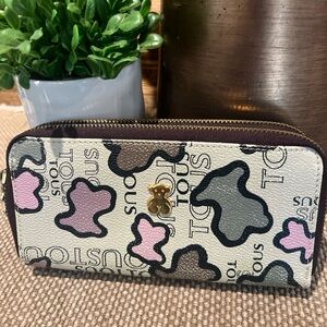 Tous Logo Bear Wallet Double Zip Wallet